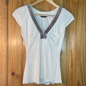 BCBG MaxAzria Sequin Neckline Top